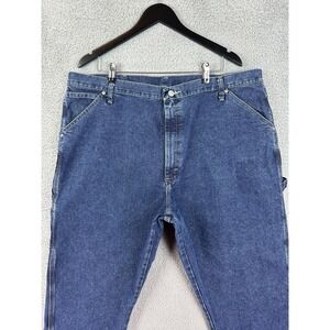 Wrangler Jeans Mens 42x32 Blue Carpenter Workwear Hammer Loop Utility Denim New